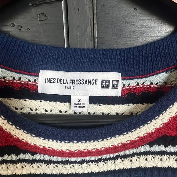 Uniqlo Red and White Crewneck Top with Nautical Stripes - Picture 2 of 5